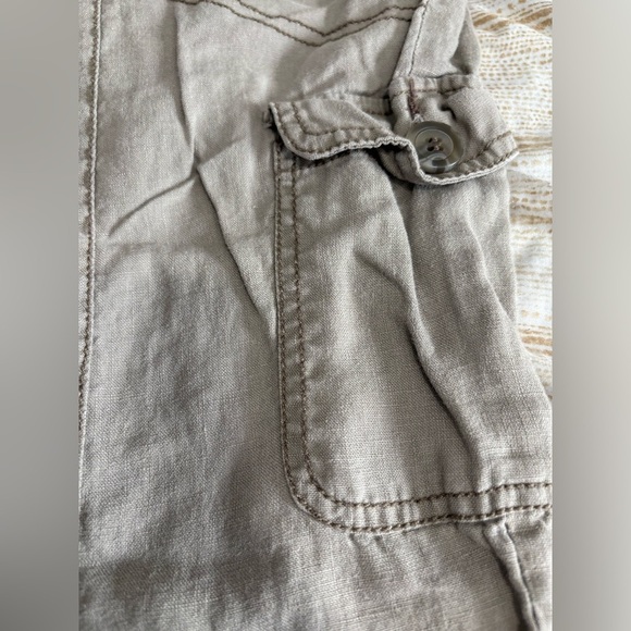 Monsoon 100% linen cargo jogger size 8 zipper and drawstring - Picture 6 of 12